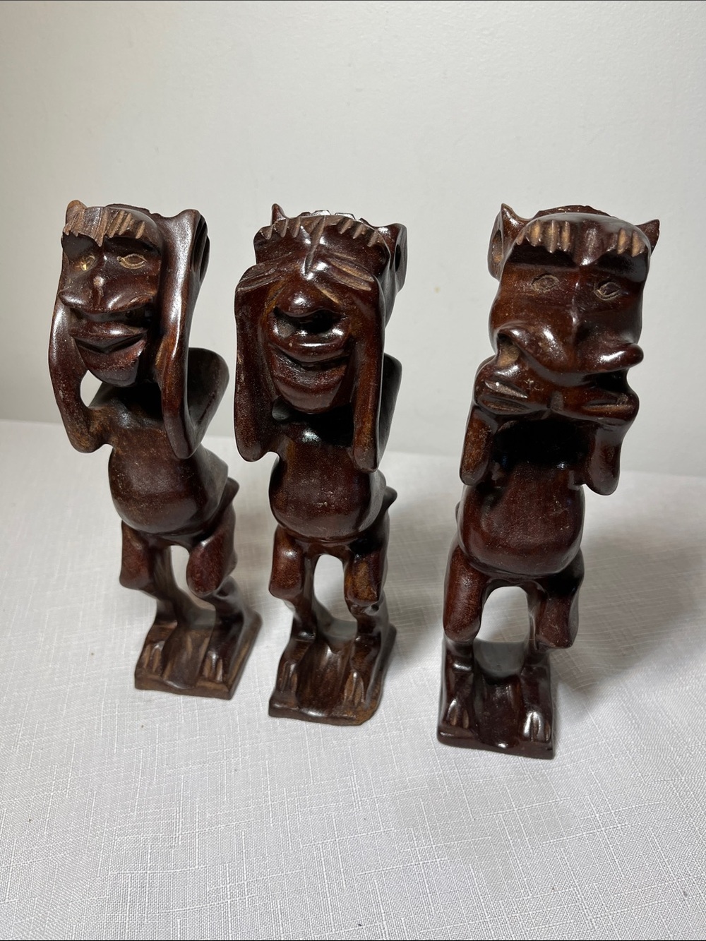 VINTAGE AFRICAN ABORIGINAL CARVED 
See No Evil, Hear No Evil, Speak No Evil